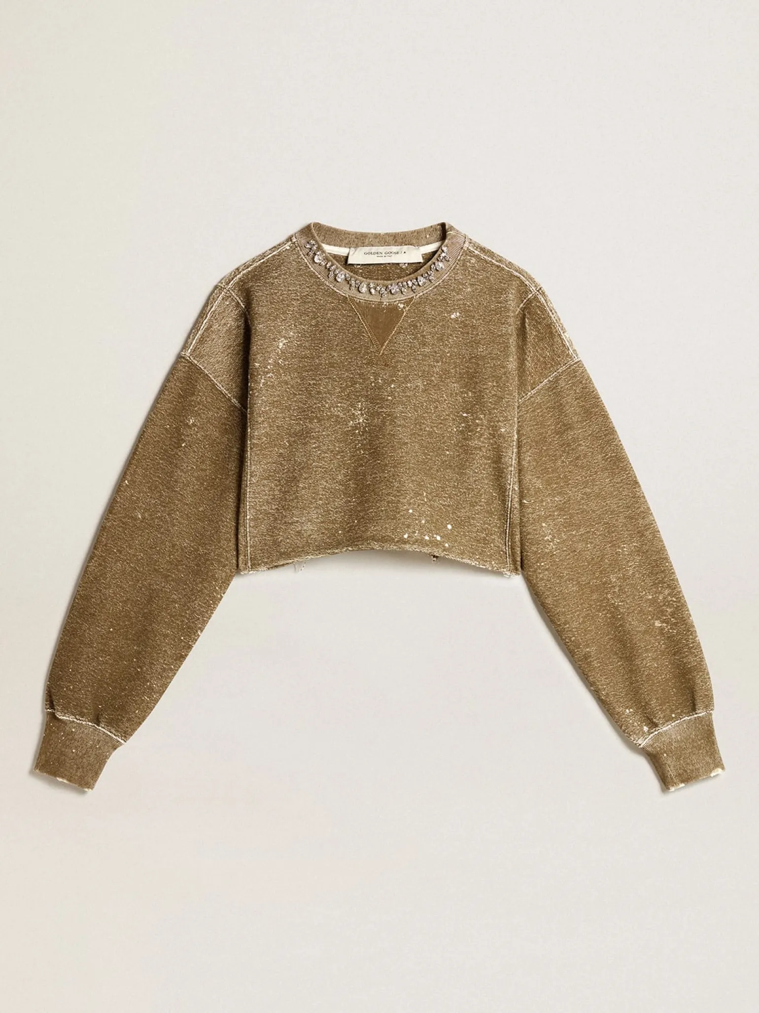 Clearance Moletom cropped de algodão cor de faia efeito vintage MULHER Moletons