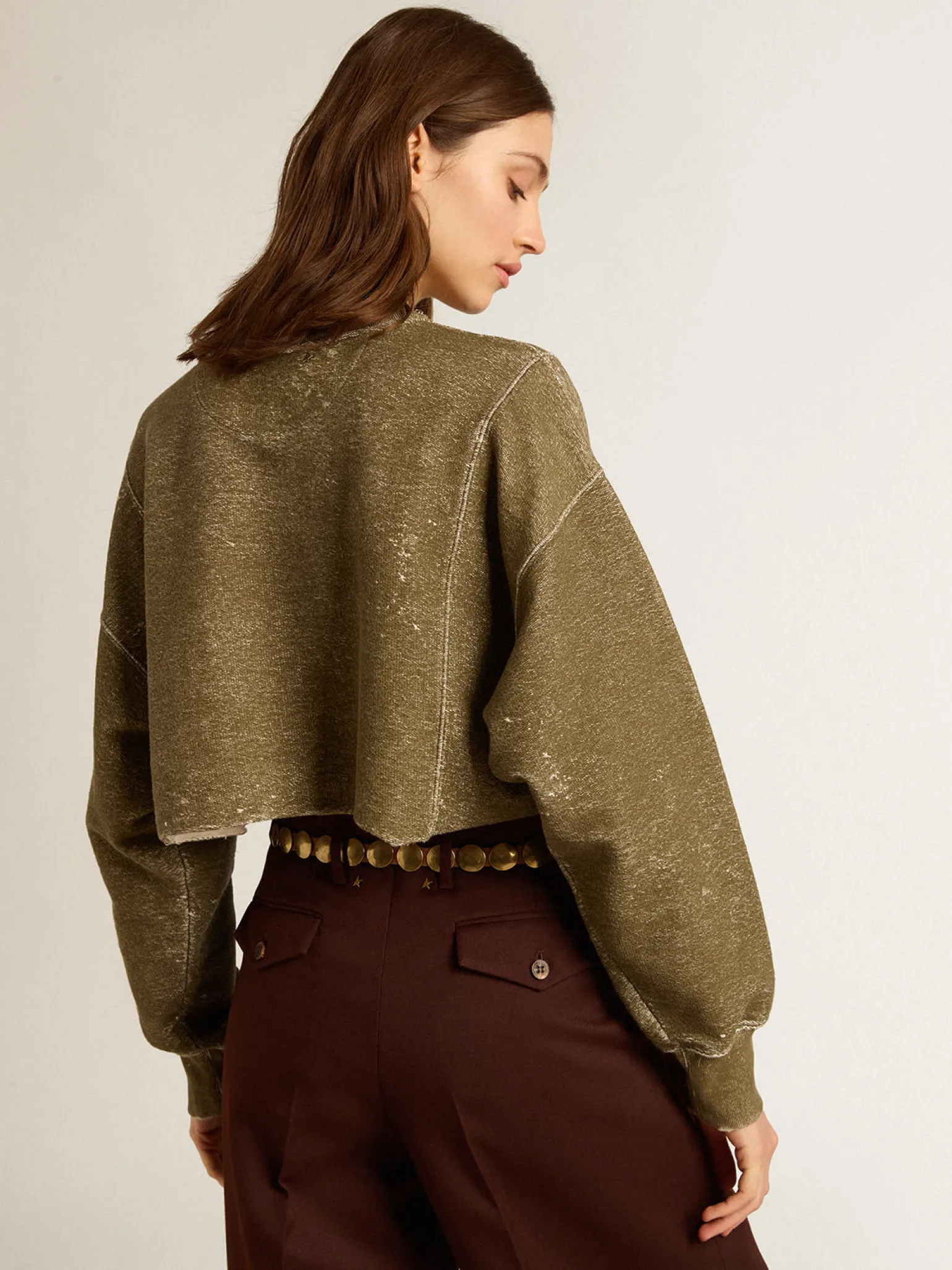 Clearance Moletom cropped de algodão cor de faia efeito vintage MULHER Moletons