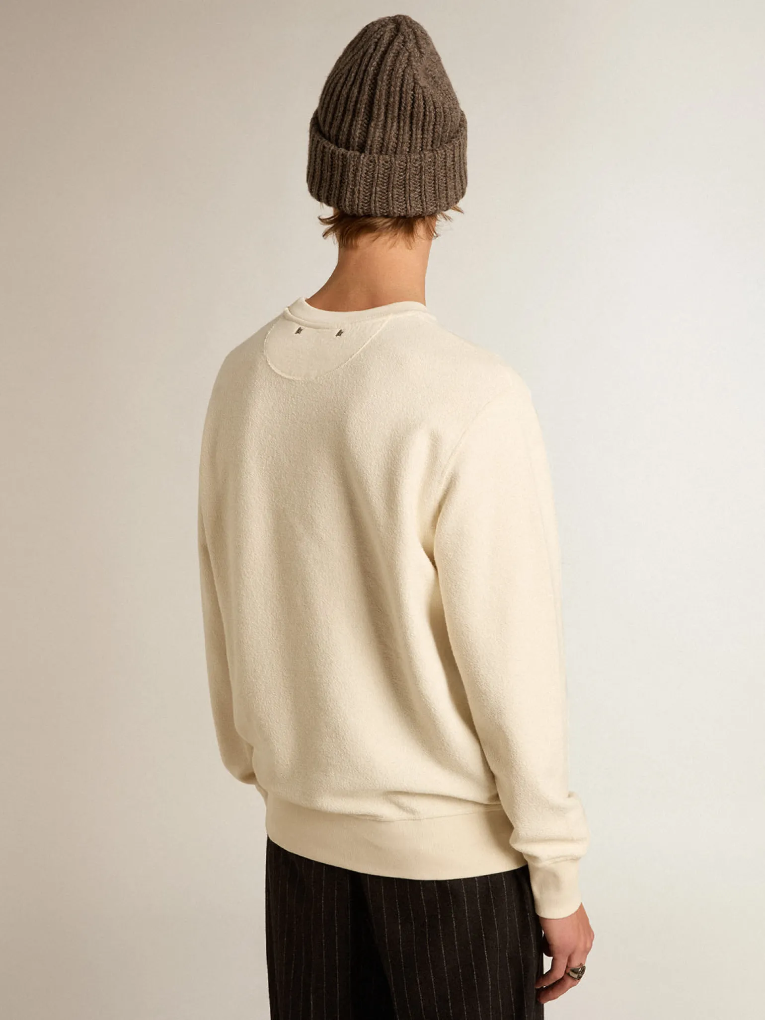 Flash Sale Moletom de algodão branco usado com bordado Moletons