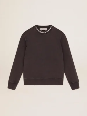 Store Moletom feminino cinza antracite com cristais MULHER Moletons
