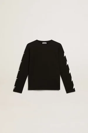 Fashion Moletom infantil masculino preto com estrelas brancas em contraste Roupas de cima (4-12 years)