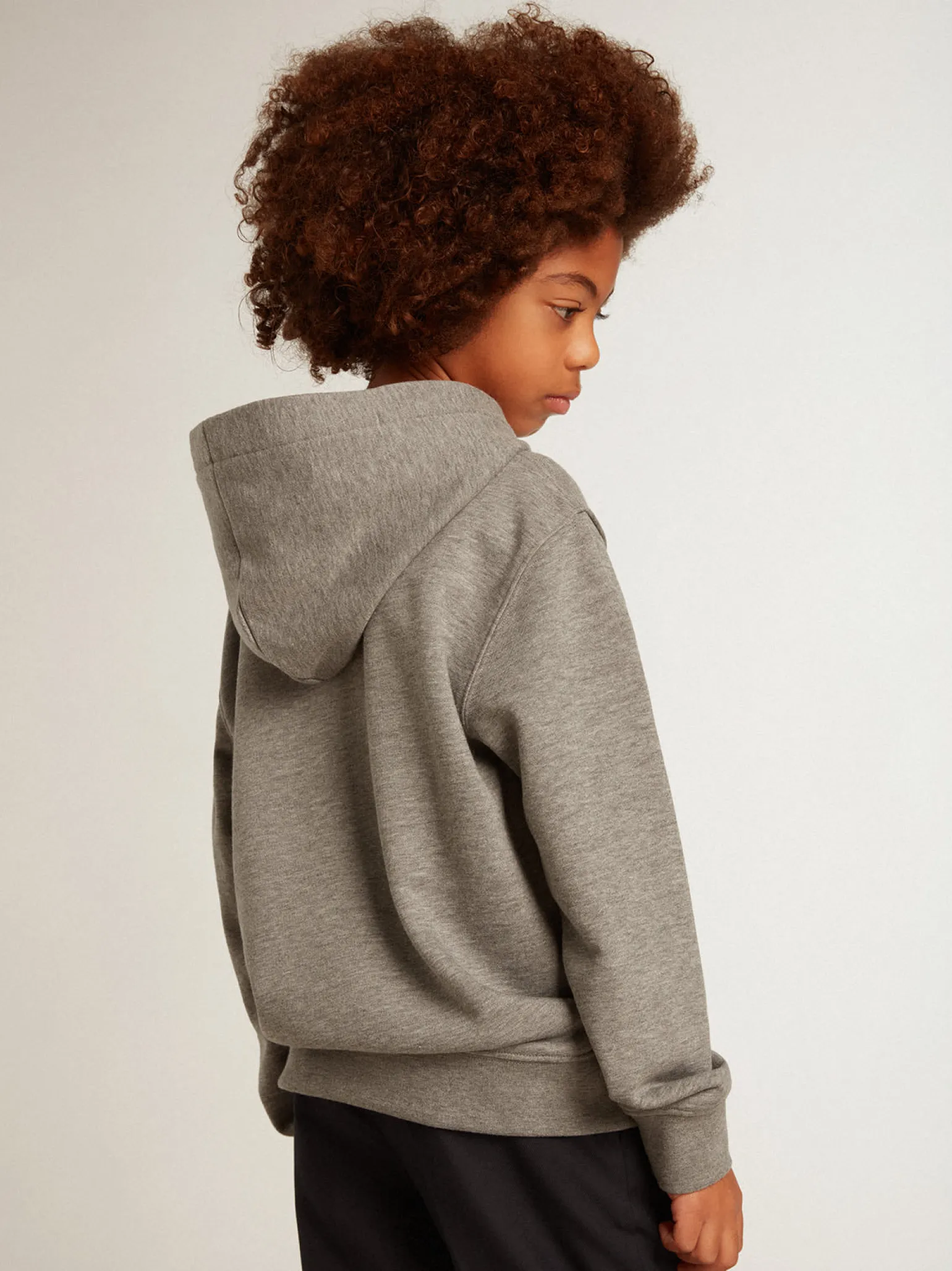 New Moletom infantil masculino com capuz de algodão cinza Roupas de cima (4-12 years)