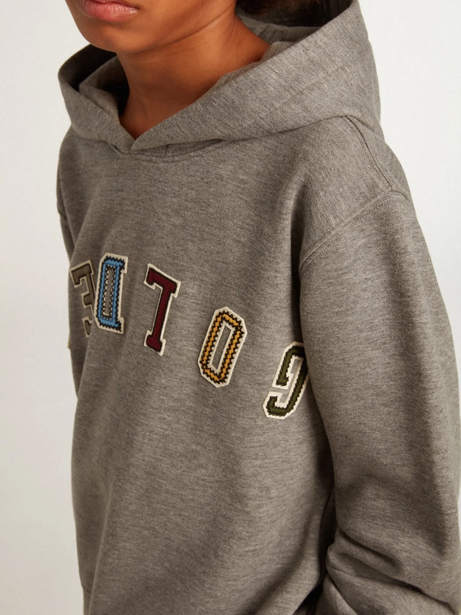 New Moletom infantil masculino com capuz de algodão cinza Roupas de cima (4-12 years)