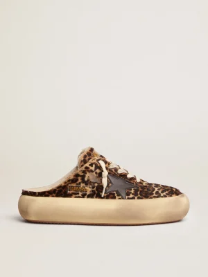 Cheap Mule Space-Star feminino de cavalinho animal print e forro de shearling MULHER Space-Star
