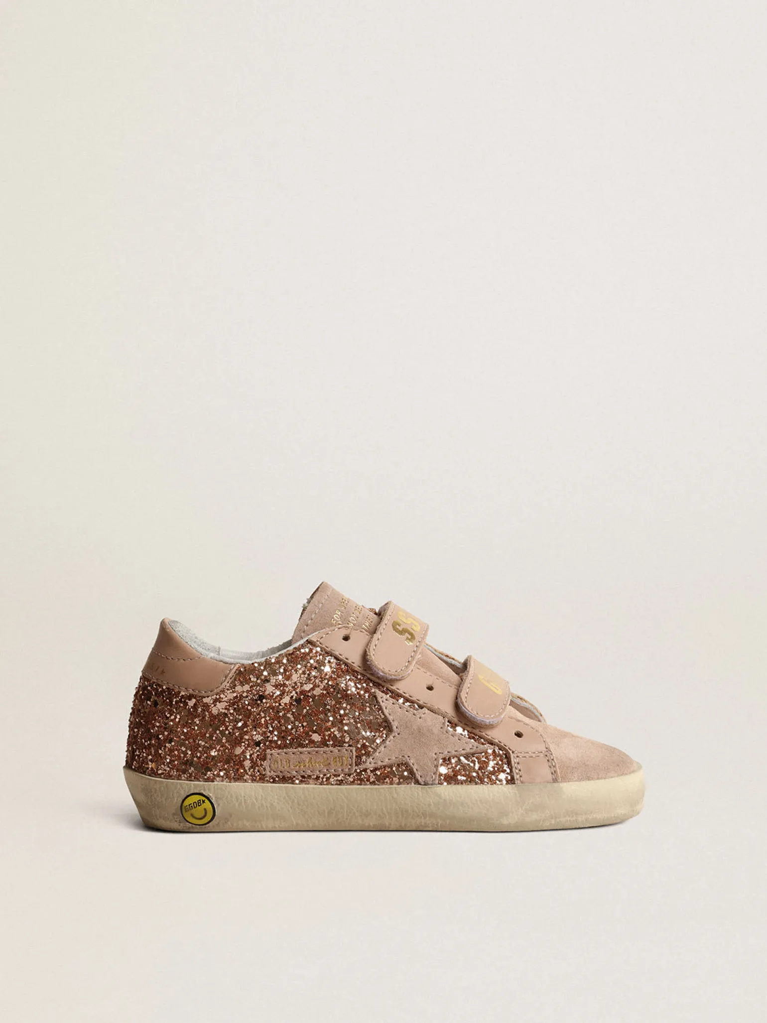 Best Sale Old School Young de glitter rosa pêssego com estrela de suede rosa Meninas (4-10 anos)
