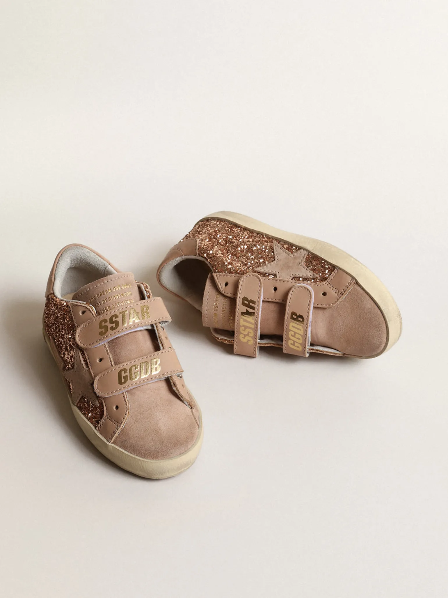 Best Sale Old School Young de glitter rosa pêssego com estrela de suede rosa Meninas (4-10 anos)