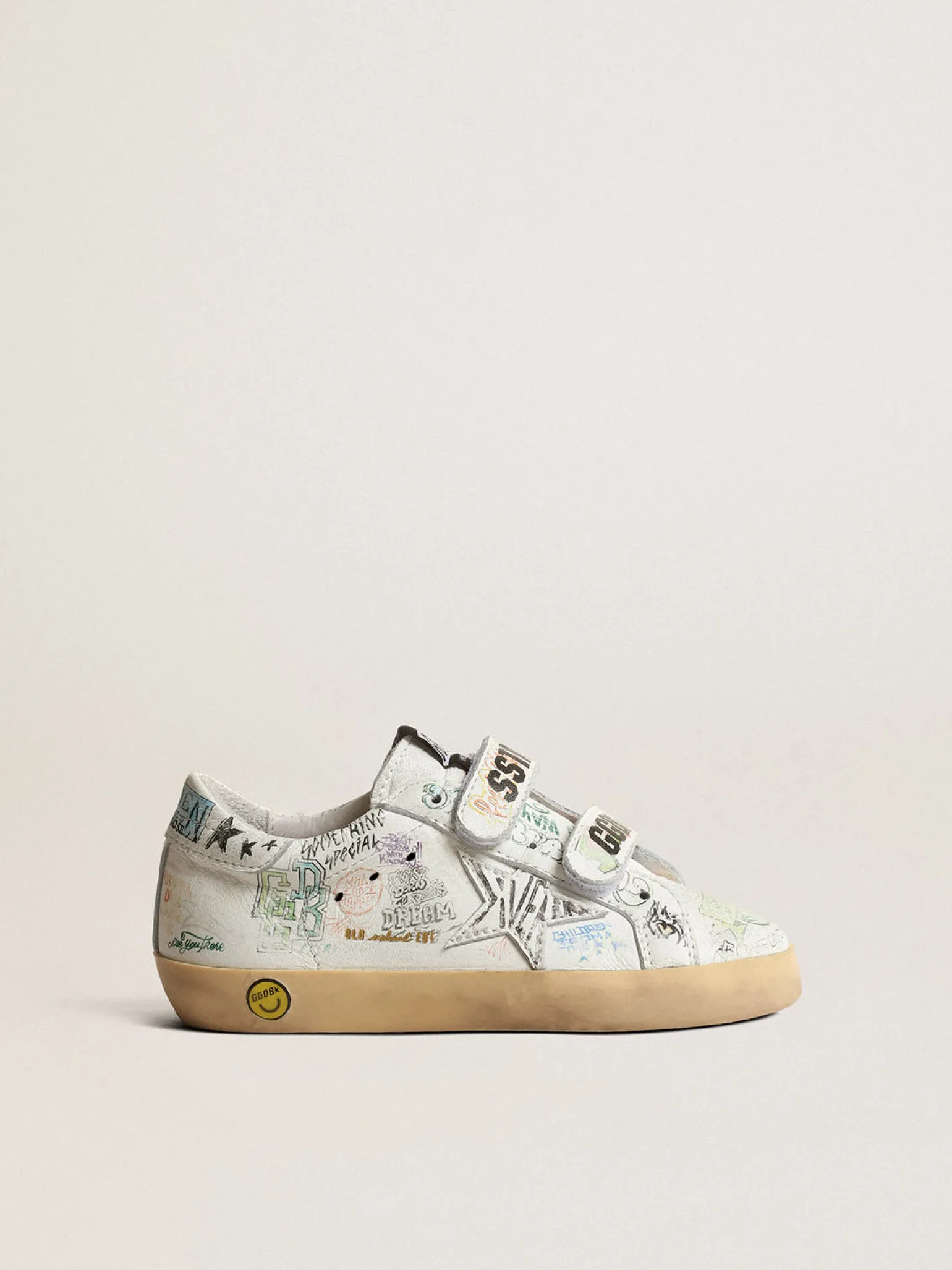 Best Sale Old School Young de napa branca com estampa de grafites colorida Meninas (4-10 anos) | Meninos (4-10 anos)