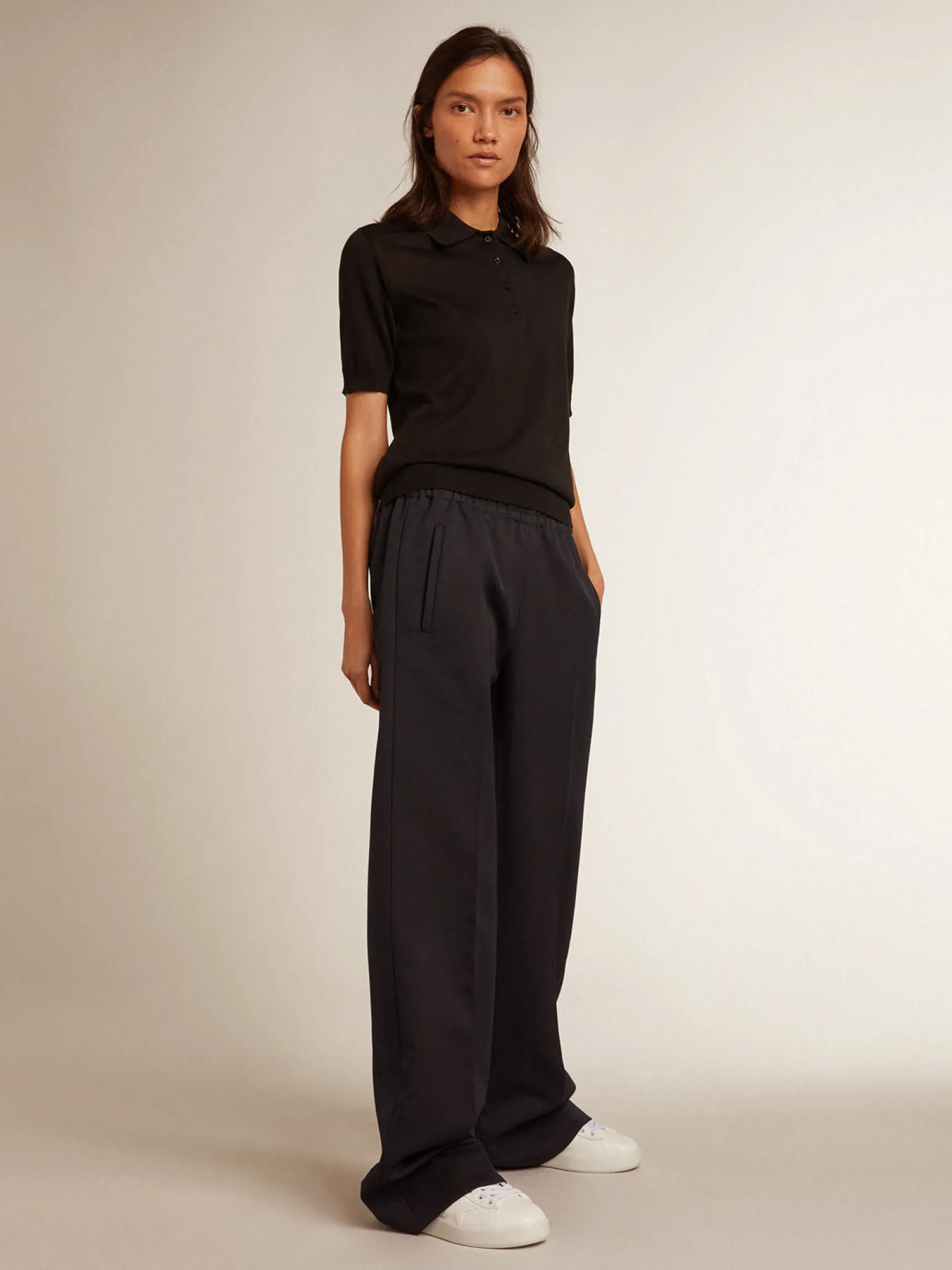 Cheap Polo feminina de lã merino preta MULHER Camisetas