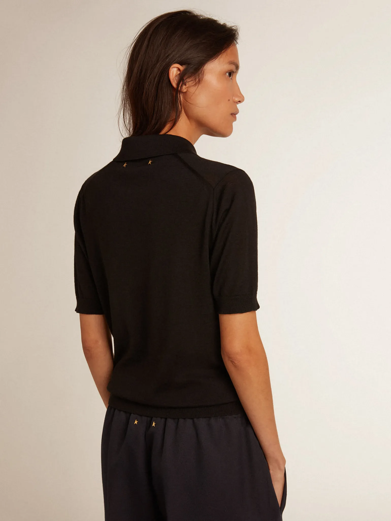 Cheap Polo feminina de lã merino preta MULHER Camisetas