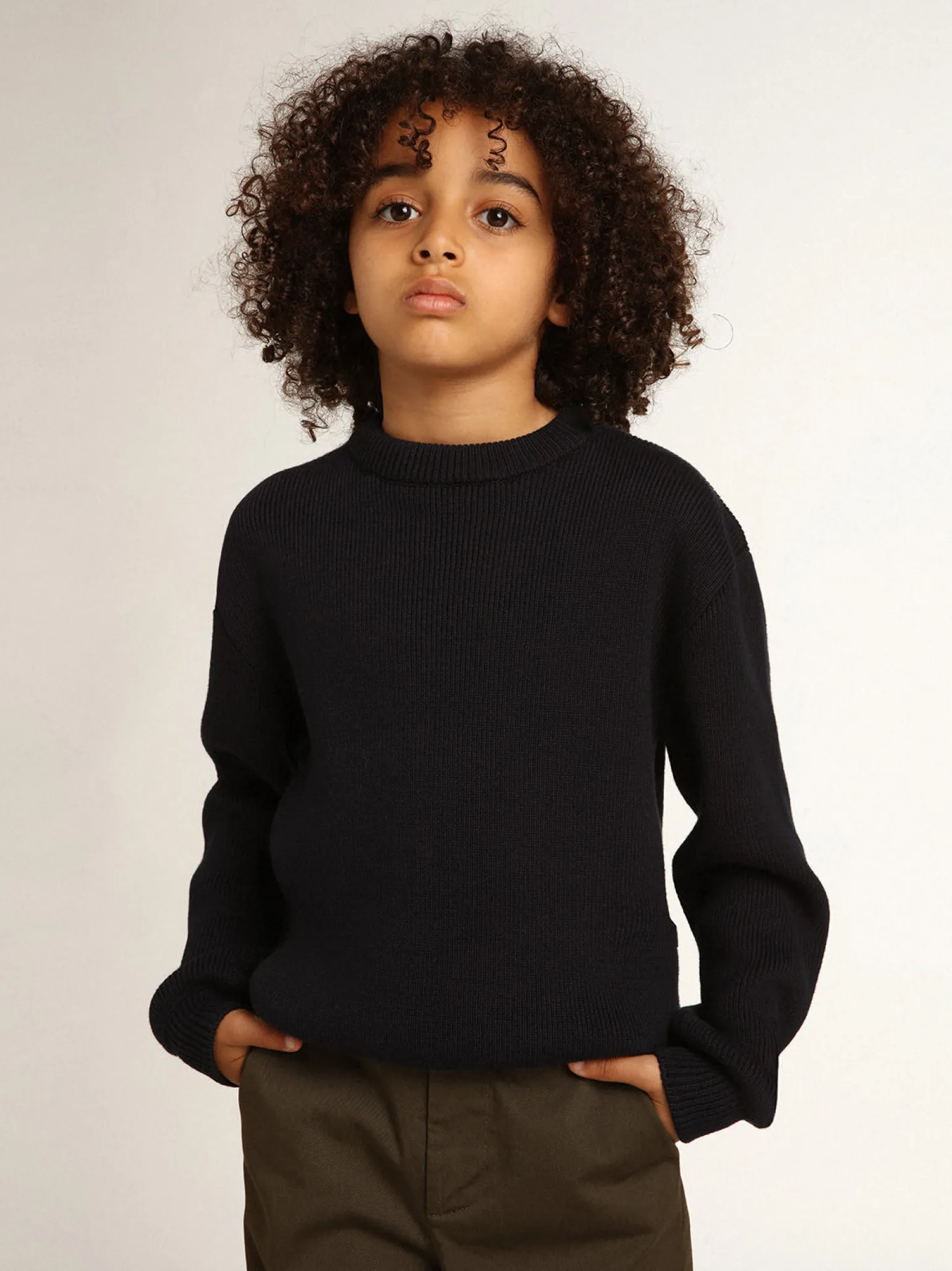 Shop Pulôver de gola redonda de algodão azul-escuro Roupas de cima (4-12 years) | Roupas de cima (4-12 years)