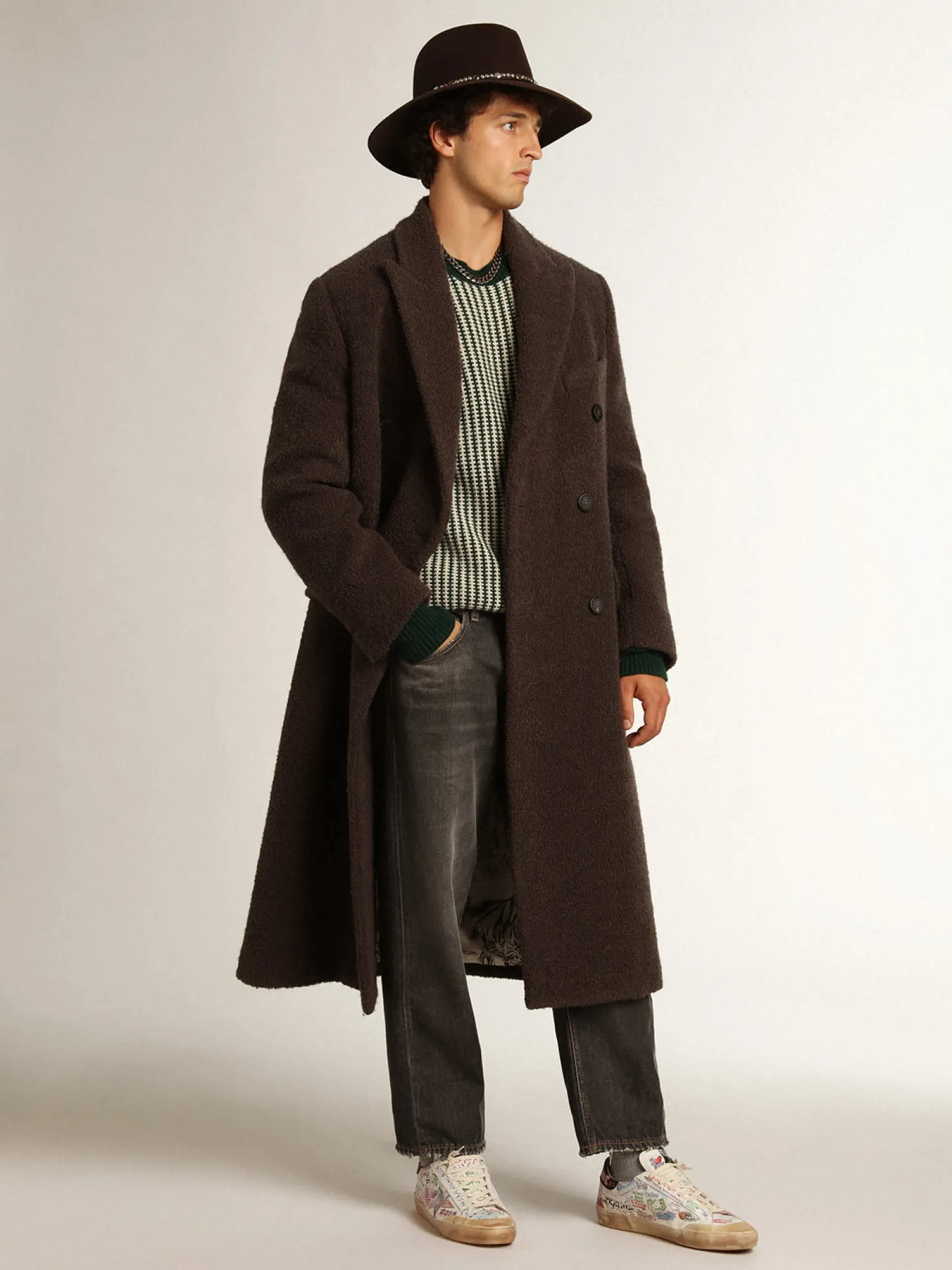 Flash Sale Pulôver masculino de gola redonda de lã bicolor branca e verde Malhas