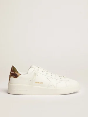 Outlet Purestar masculino de couro branco e estrela tom sobre tom Purestar