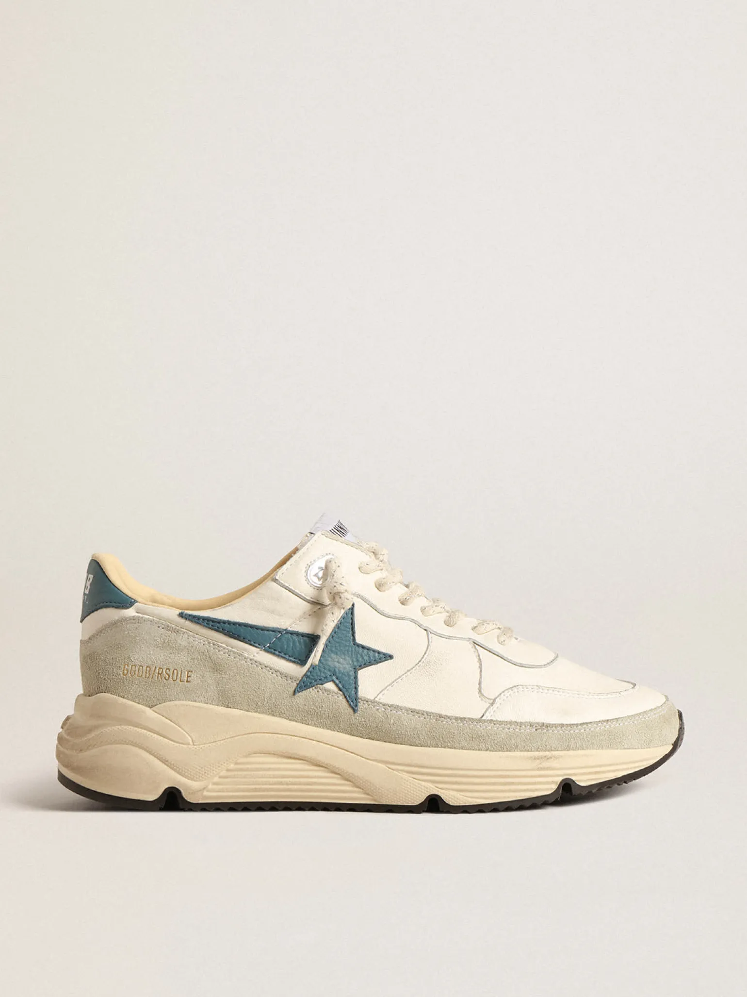 Online Running Sole de napa com estrela de couro azul e inserção de suede Running Sole