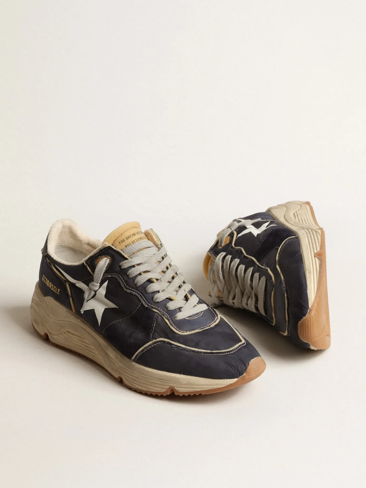 Online Running Sole de náilon azul com estrela estampada branca Running Sole
