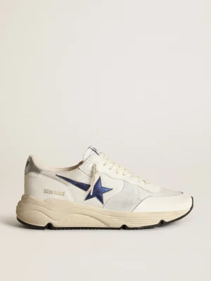 Store Running Sole de tela e napa brancas com estrela azul Running Sole