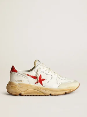 Fashion Running Sole masculino com estrela e talão de couro com estampa vermelha Running Sole
