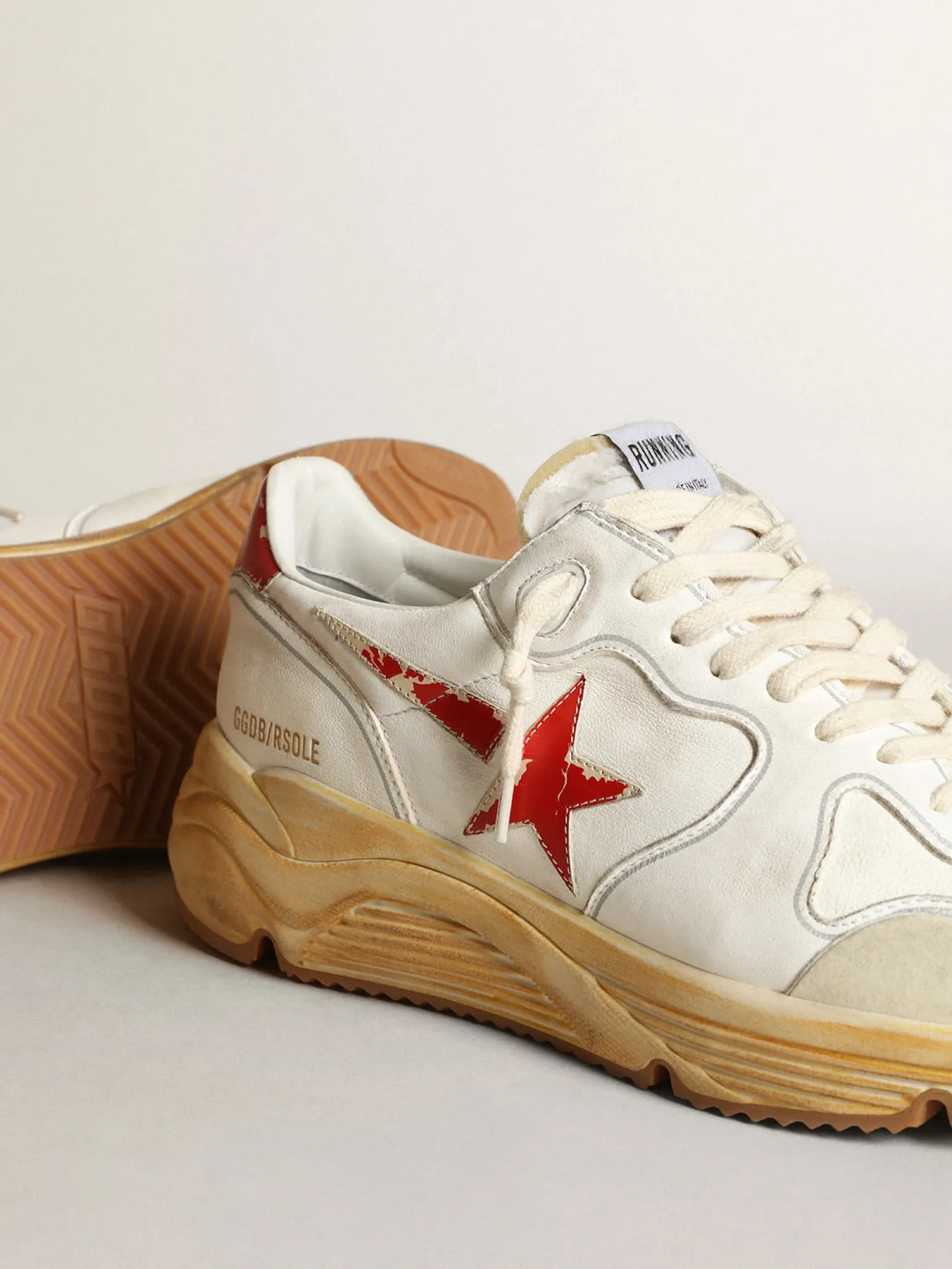 Fashion Running Sole masculino com estrela e talão de couro com estampa vermelha Running Sole