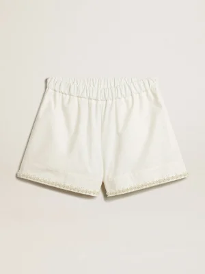 Best Short de algodão com bordado de pérolas MULHER Beachwear | Saias e Shorts