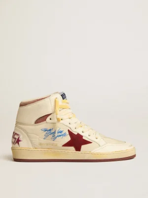 Outlet Sky-Star de náilon e napa bege com estrela de suede cor de romã Sky-Star