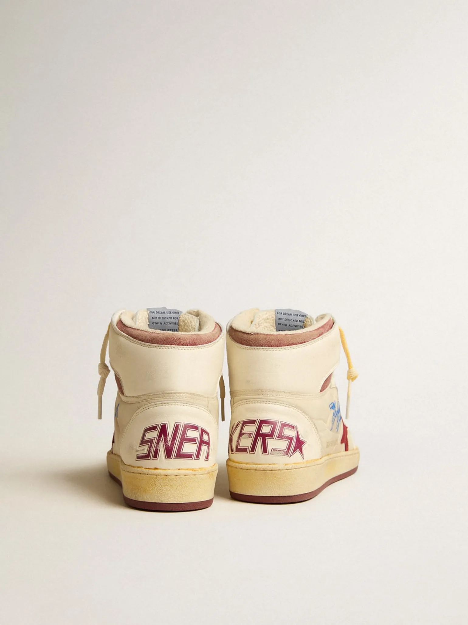 Outlet Sky-Star de náilon e napa bege com estrela de suede cor de romã Sky-Star