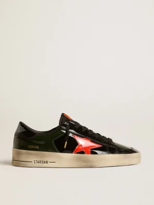 Discount Stardan Feminino de couro envernizado preto e verde com estrela laranja MULHER Stardan