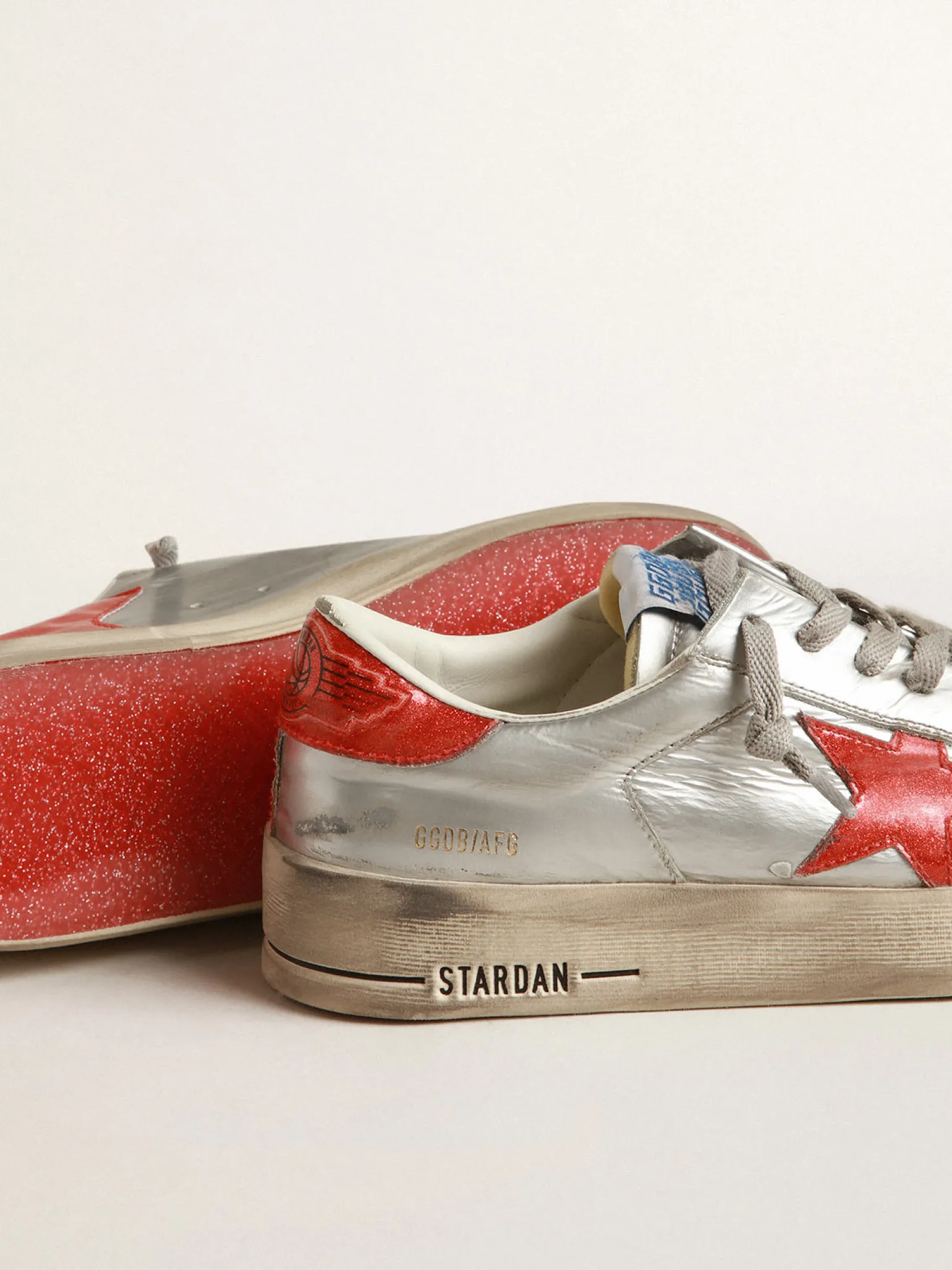 Online Stardan Feminino de couro metálico, inserções de glitter vermelho MULHER Stardan