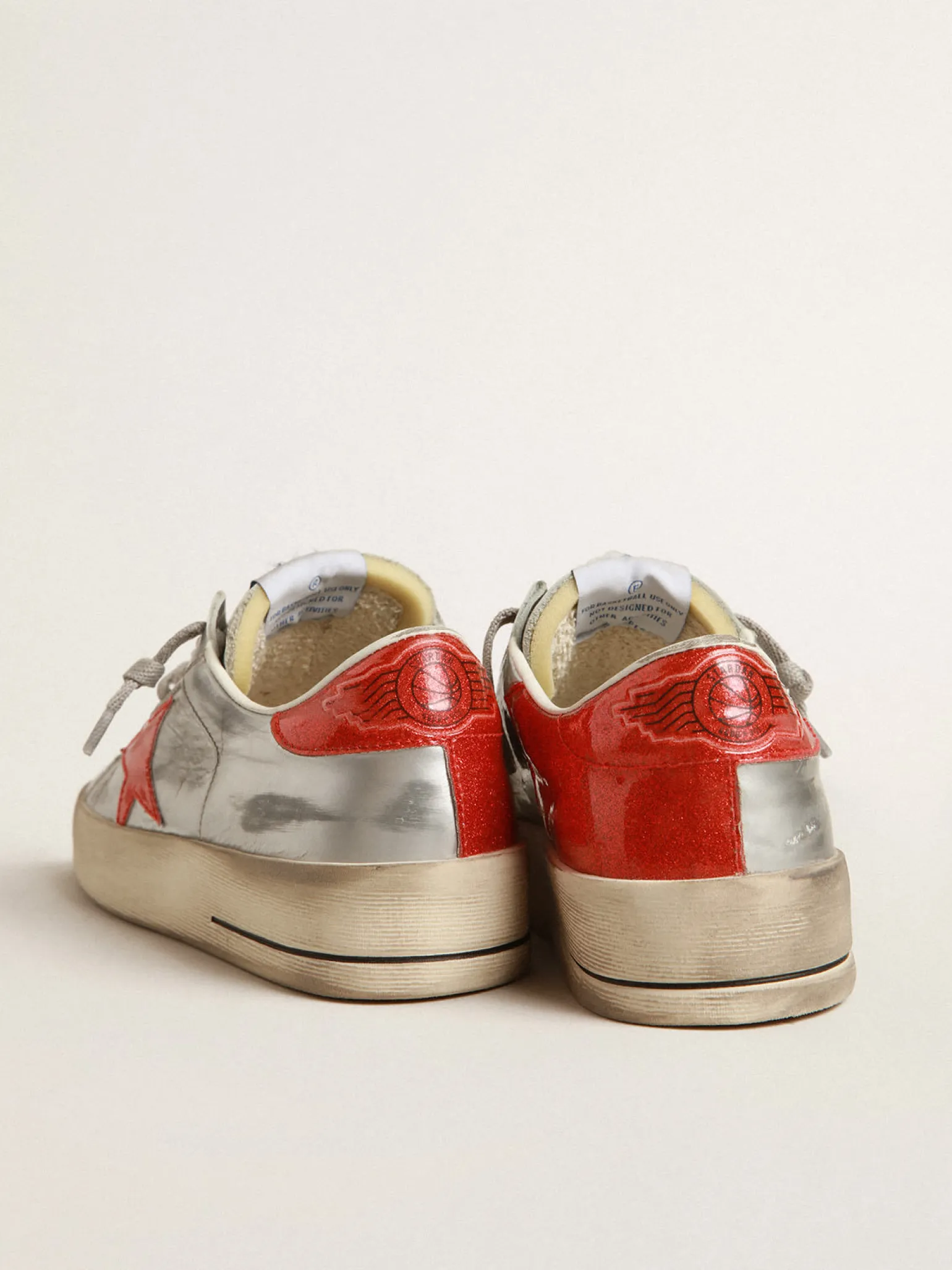 Online Stardan Feminino de couro metálico, inserções de glitter vermelho MULHER Stardan