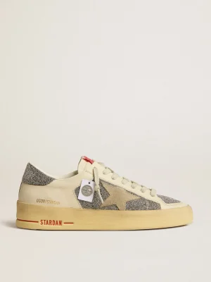 Flash Sale Stardan Feminino de suede com estrela cor de areia e inserções de cristais prateados MULHER Stardan