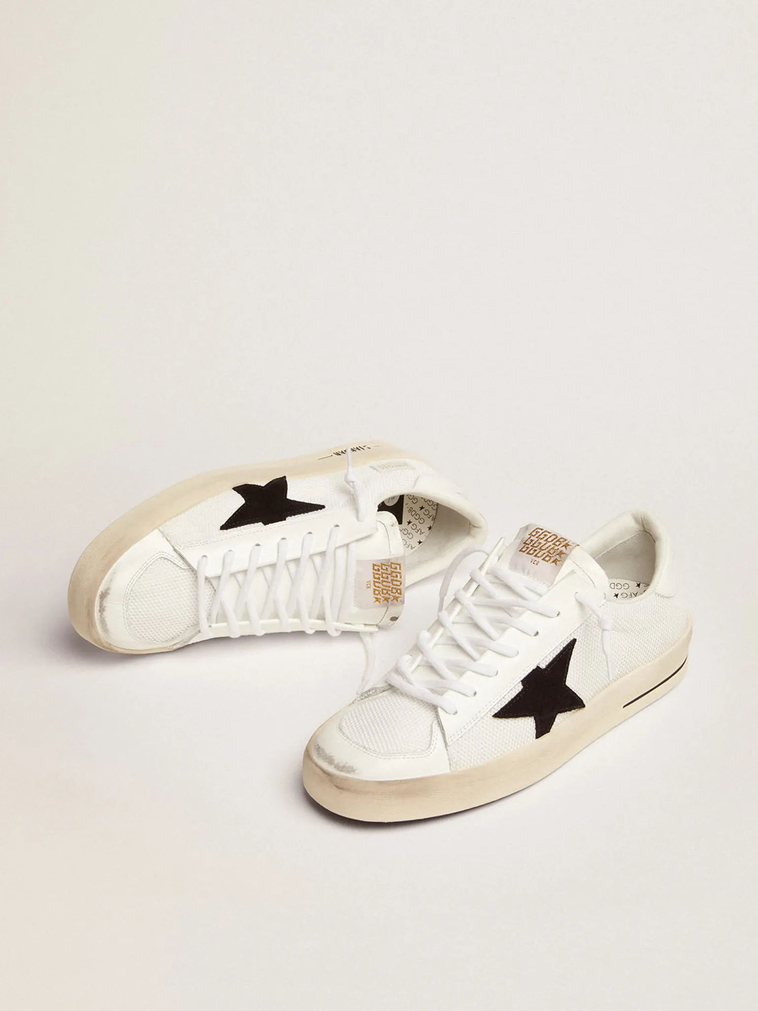 Hot Stardan masculino de tela branca com estrela de suede preto Stardan