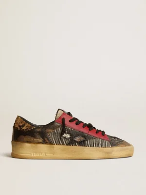 Sale Stardan Masculino LAB de tela com inserções de couro preto e talão leopardo Stardan