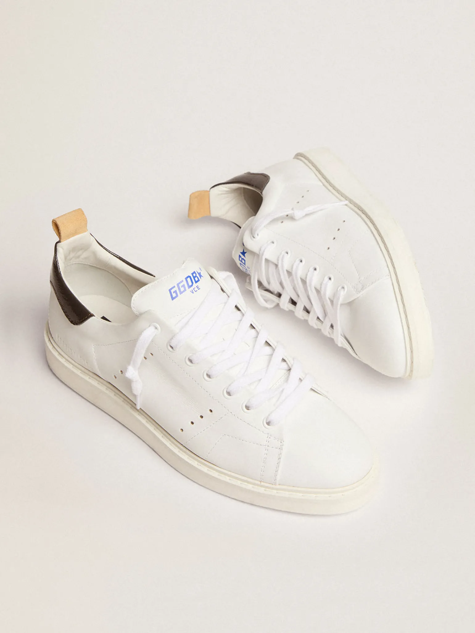 Store Starter Masculino de naplak branco com talão de couro envernizado Starter