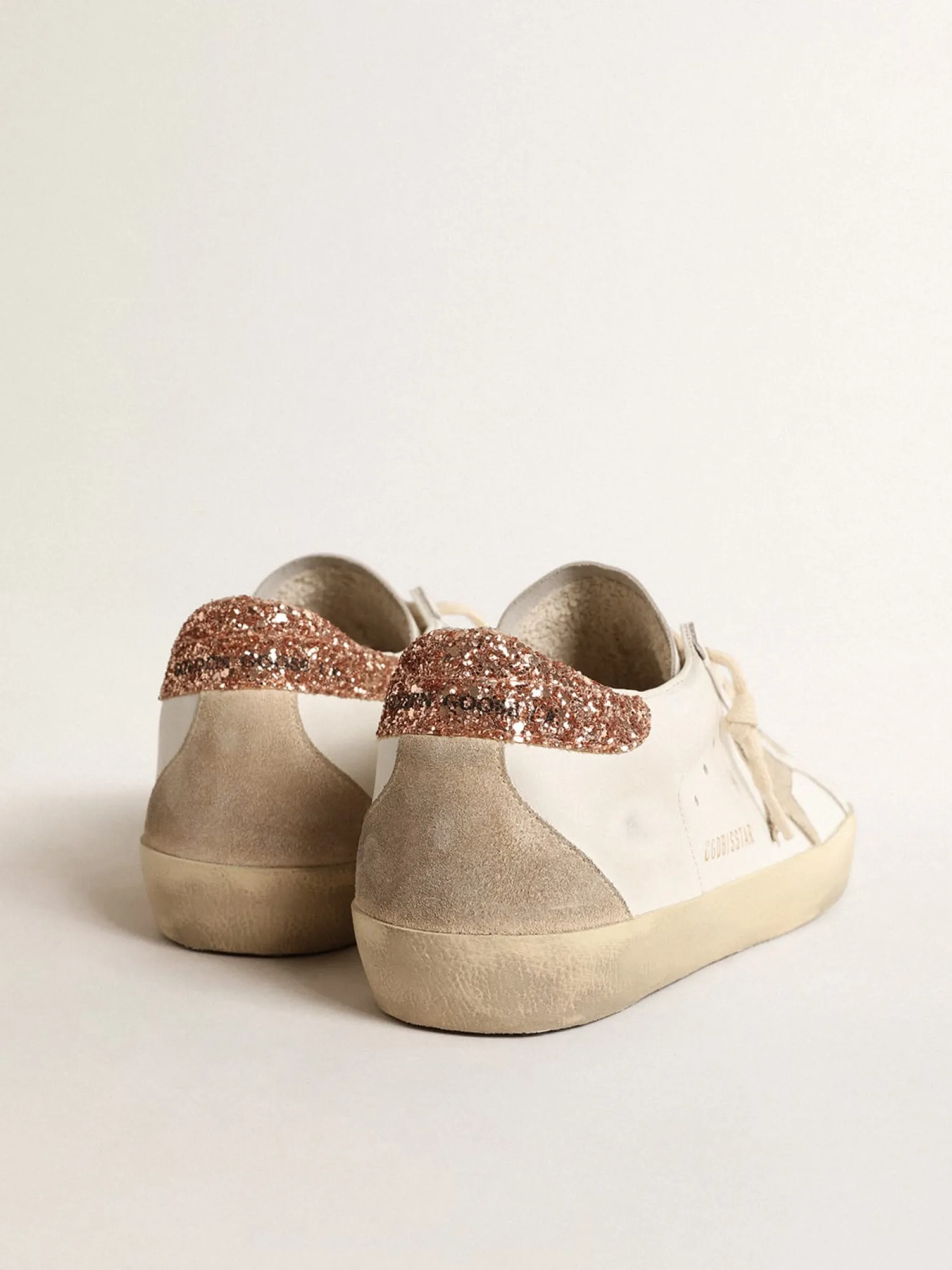 Best Super-Star com estrela de suede e talão de glitter rosa pêssego MULHER Super-Star
