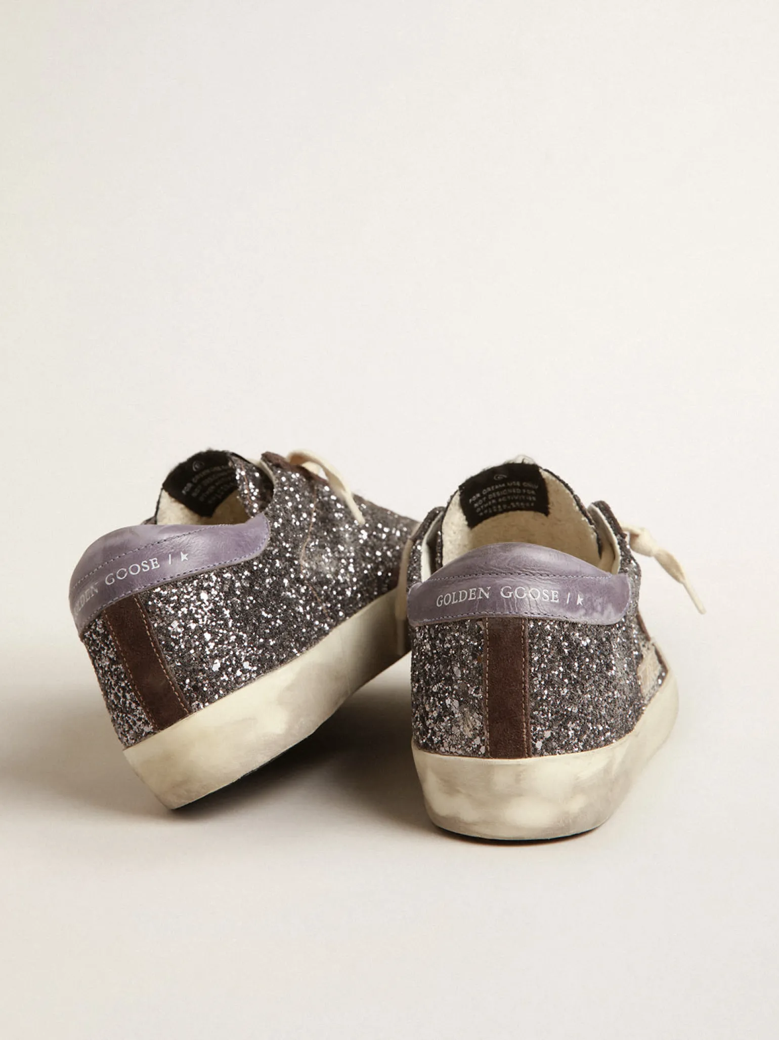 Best Sale Super-Star de glitter com estrela marrom e talão lilás MULHER Super-Star