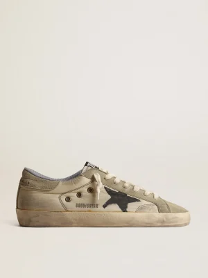 Flash Sale Super-Star de náilon com estrela serigrafada preta e talão de suede Super-Star