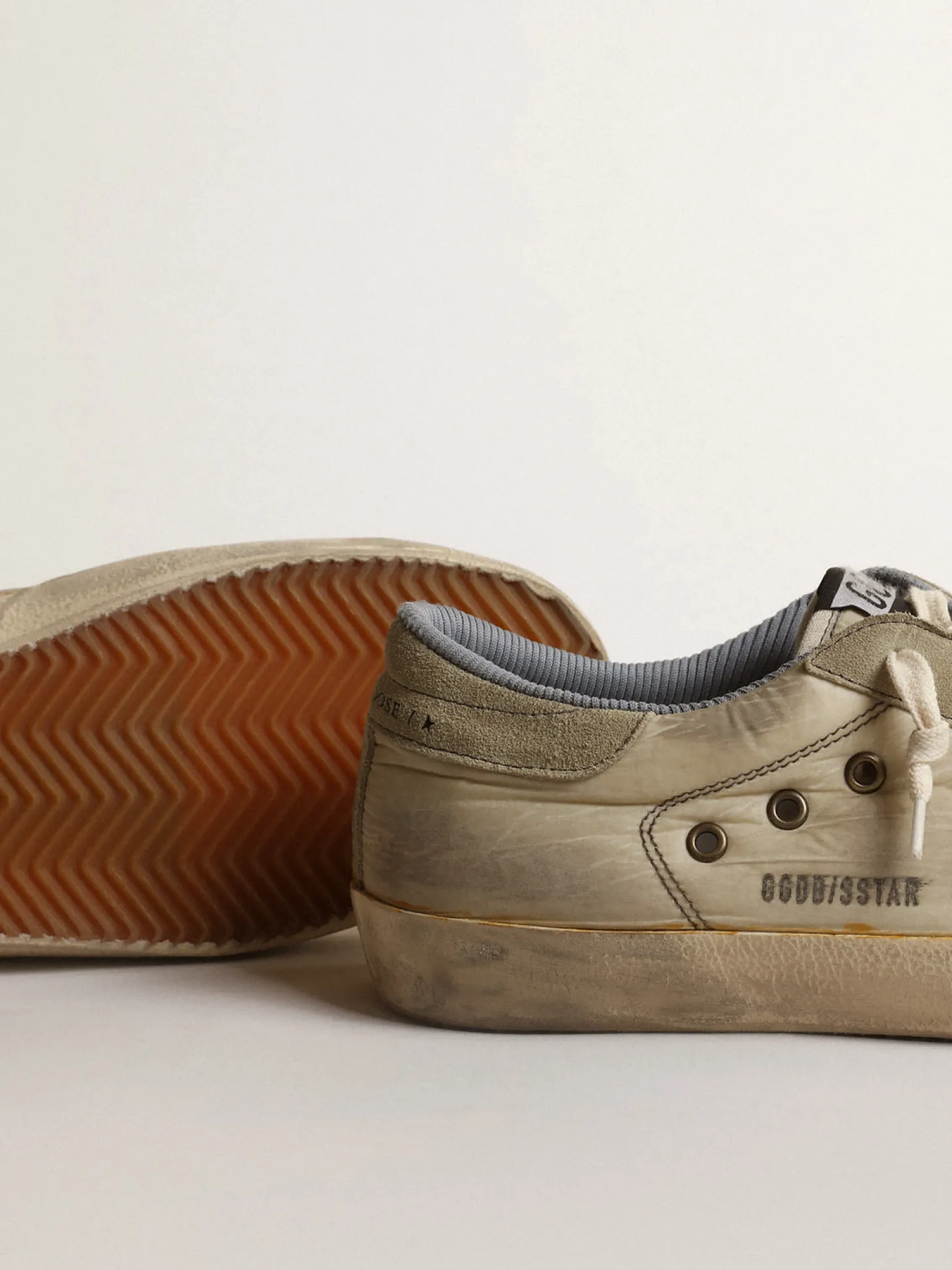 Flash Sale Super-Star de náilon com estrela serigrafada preta e talão de suede Super-Star