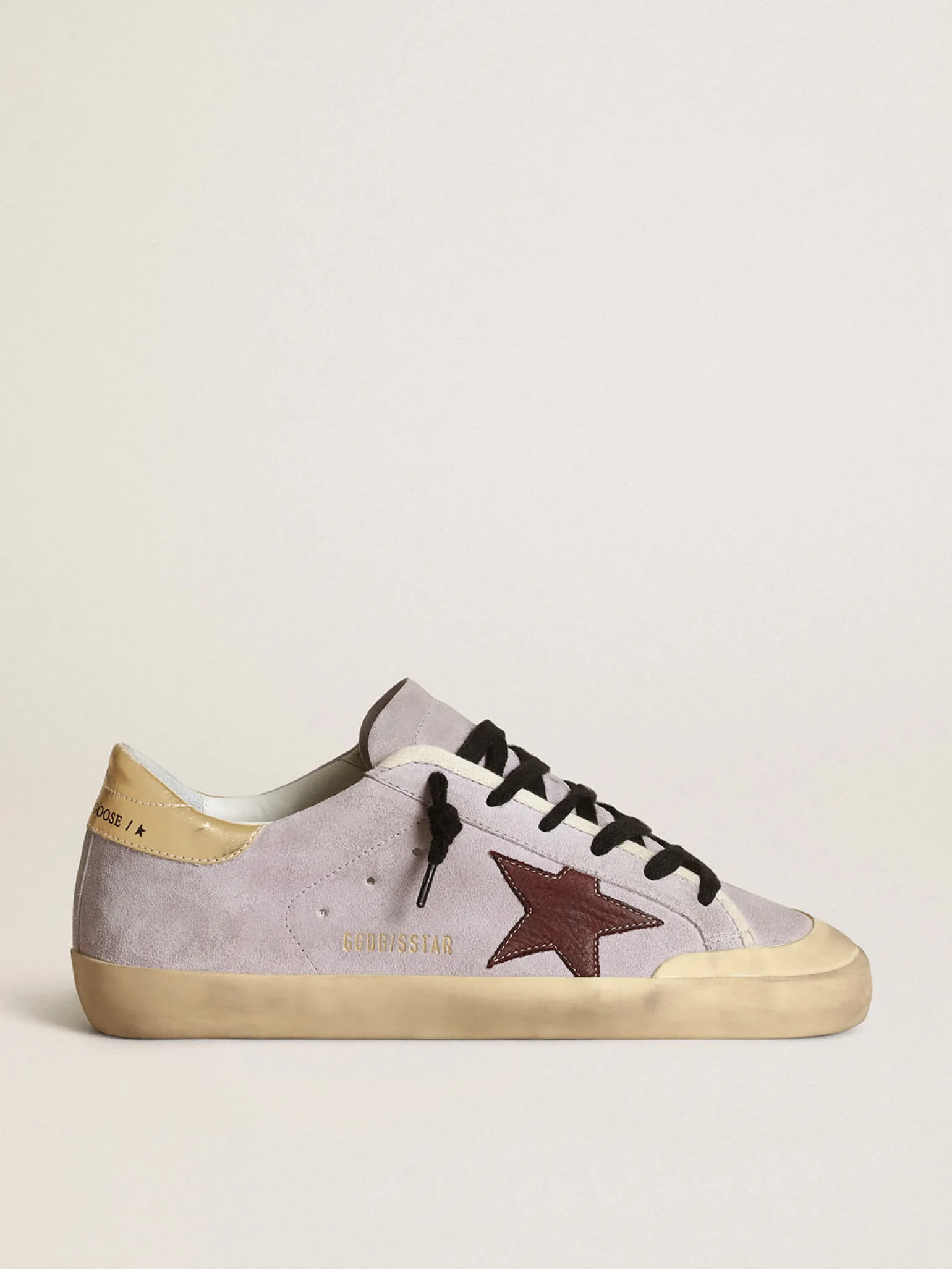Clearance Super-Star de suede lilás com estrela marrom e talão dourado MULHER Super-Star