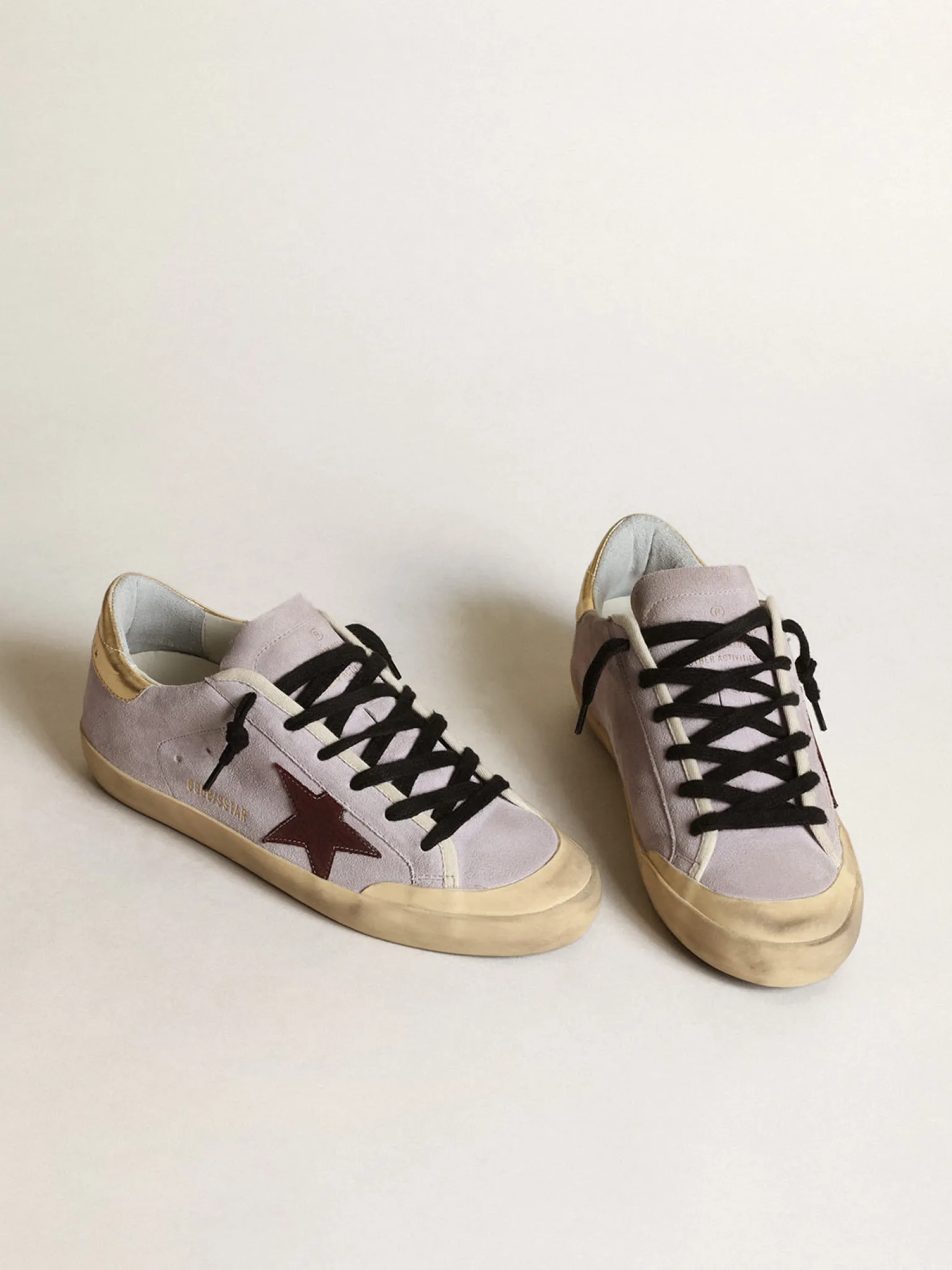 Clearance Super-Star de suede lilás com estrela marrom e talão dourado MULHER Super-Star