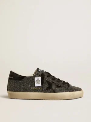Online Super-Star Feminino com cristais Swarovski pretos com estrela de suede preto MULHER Super-Star