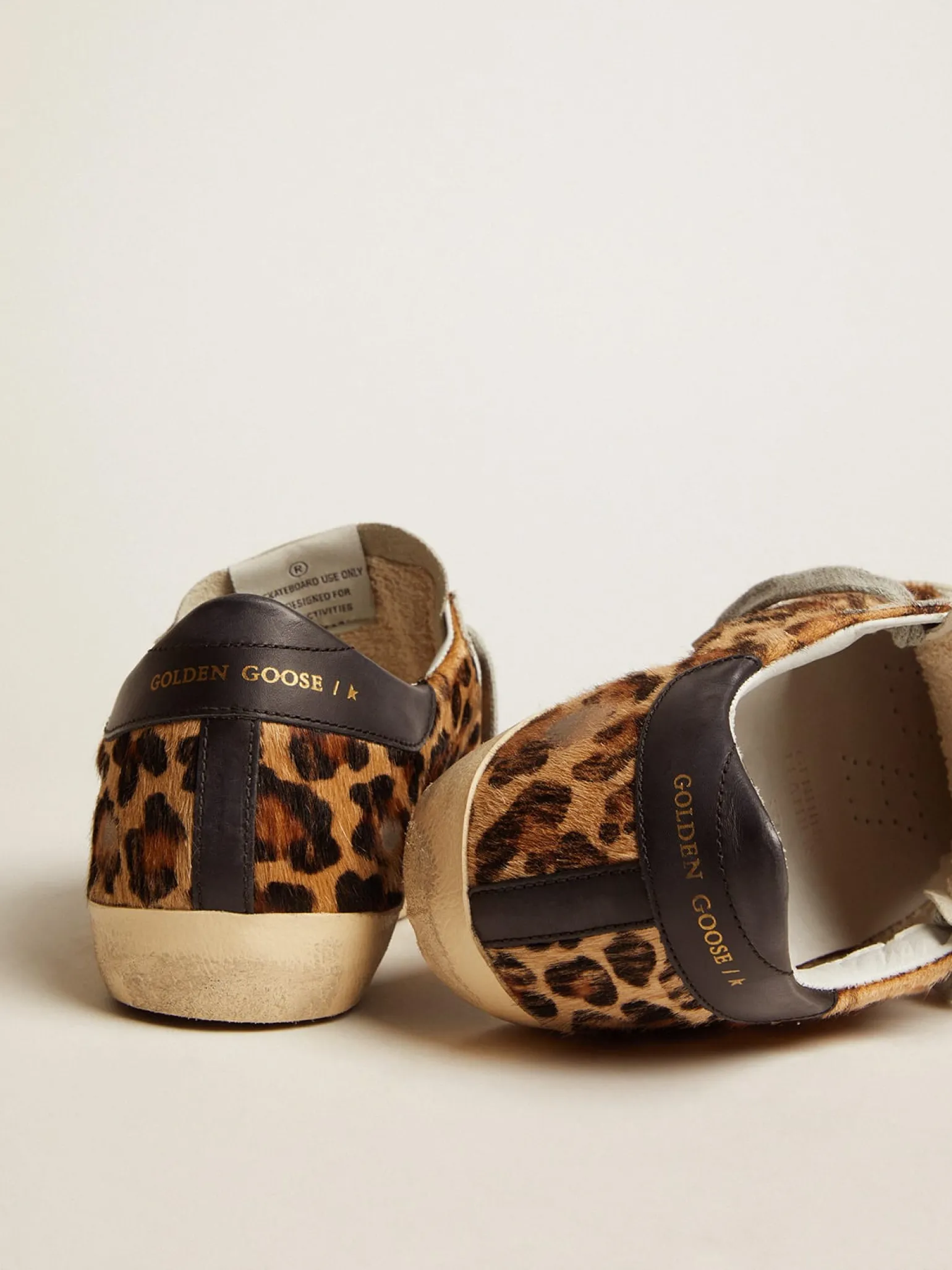 New Super-Star feminino de couro com estampa de leopardo MULHER Super-Star