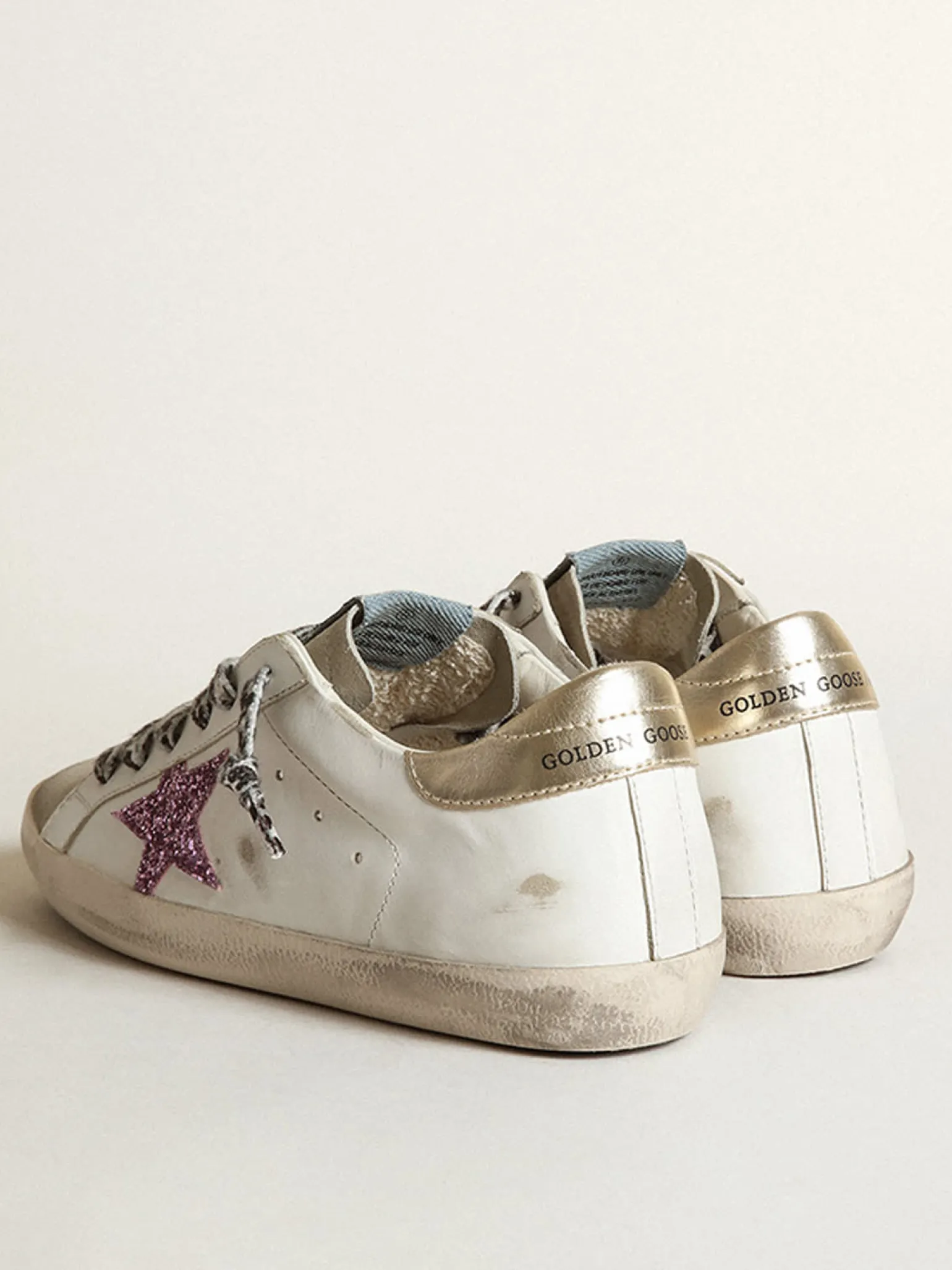 Cheap Super-Star feminino glitter e talão dourado MULHER Super-Star
