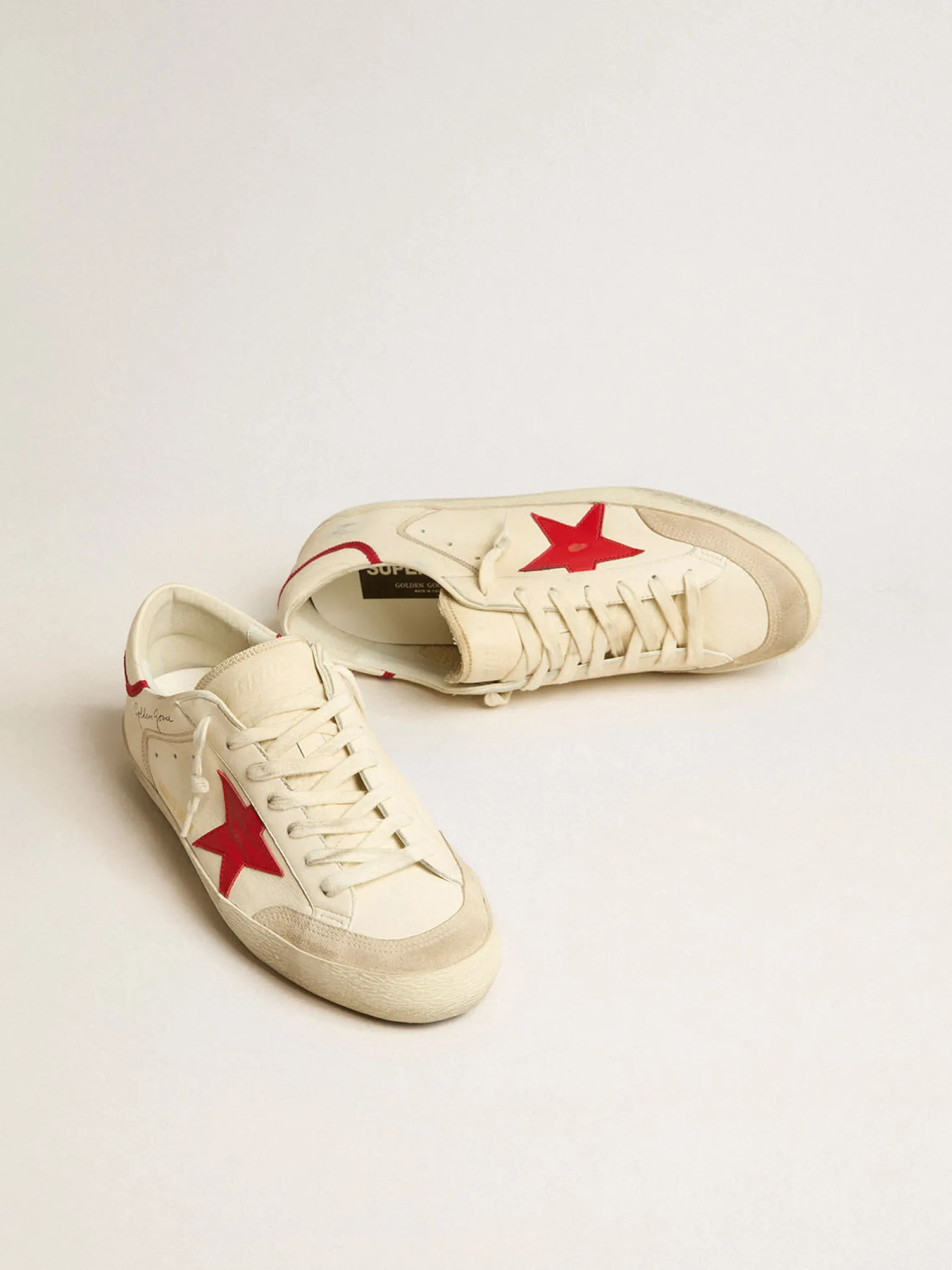 Sale Super-Star LTD de napa com estrela de couro vermelho e biqueira de suede perolado Super-Star