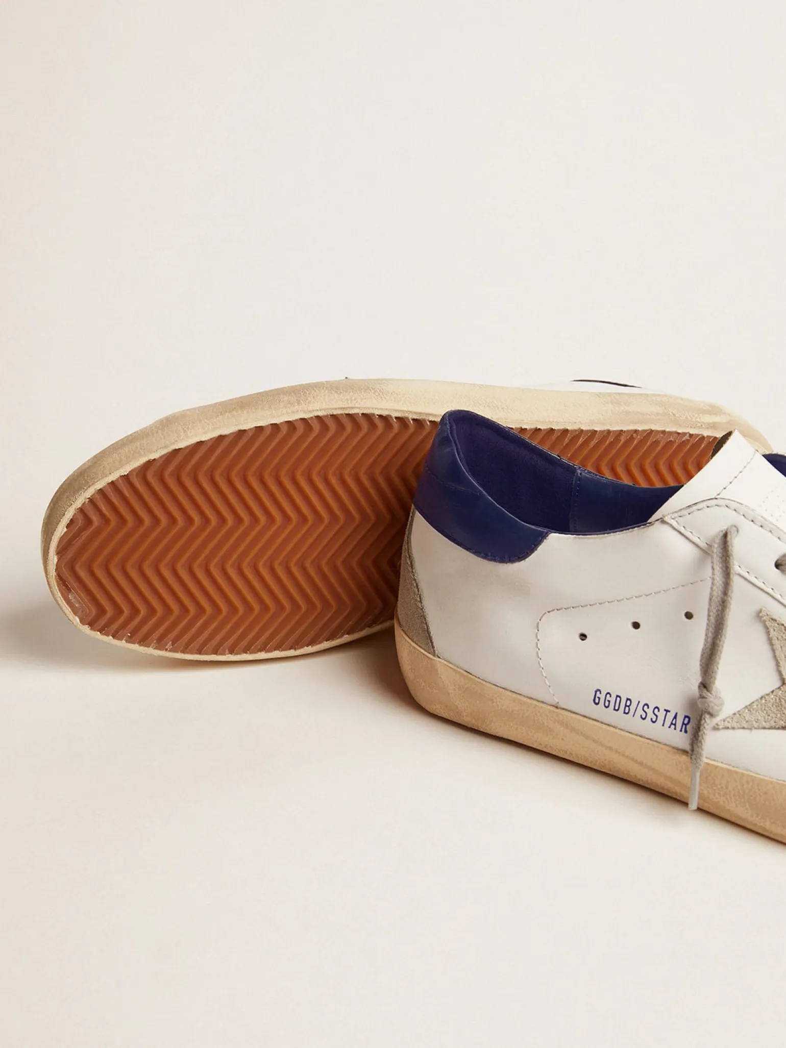 Online Super-Star masculino com estrela de suede e talão azul Super-Star