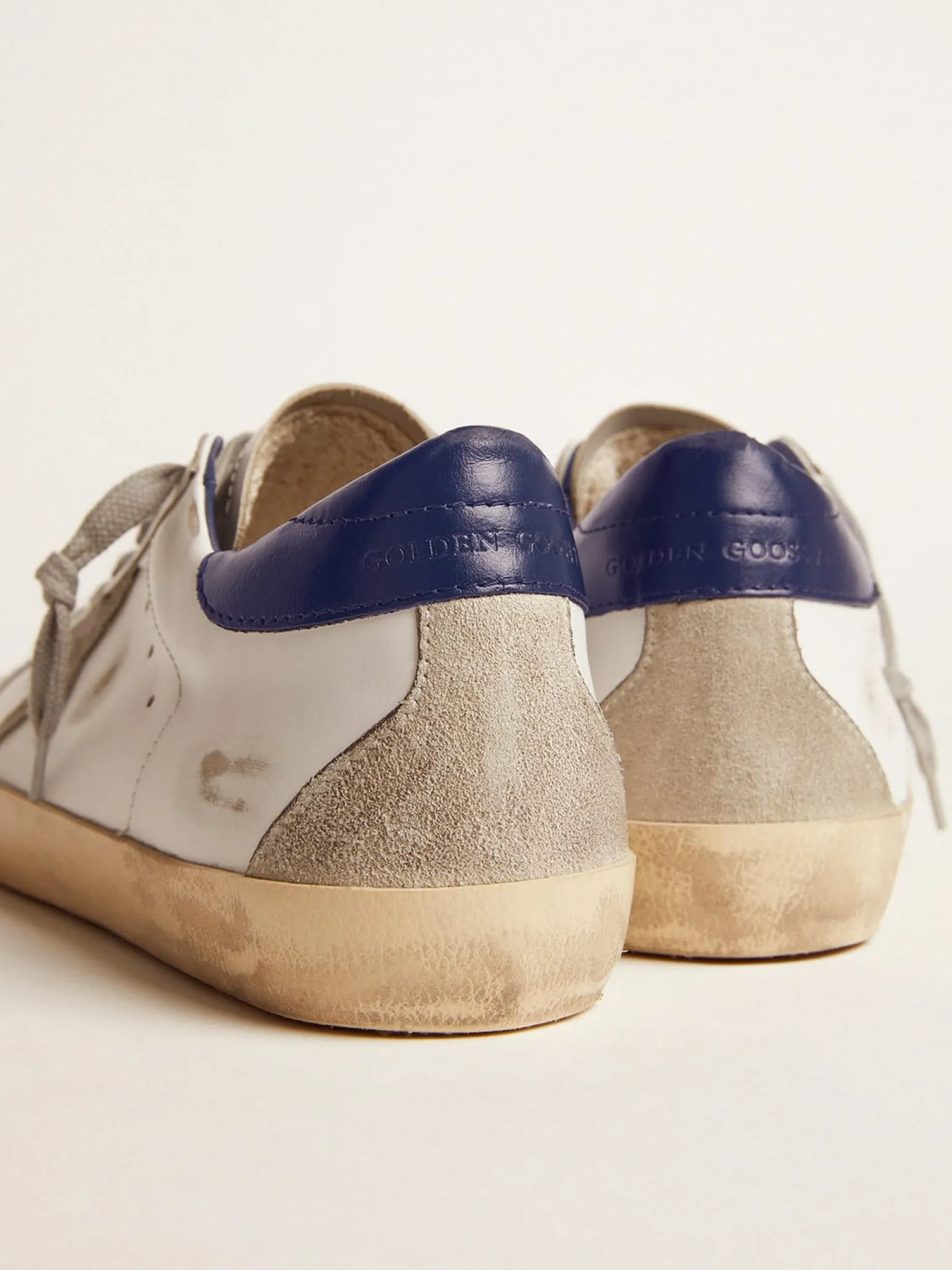 Online Super-Star masculino com estrela de suede e talão azul Super-Star