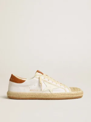 Sale Super-Star Masculino LTD de lona com estrela de couro branco e biqueira de ráfia Beachwear | Super-Star
