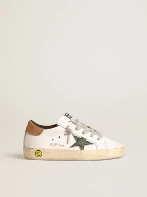 Clearance Super-Star Young com estrela de napa verde e talão de suede marrom Meninos (4-10 anos)