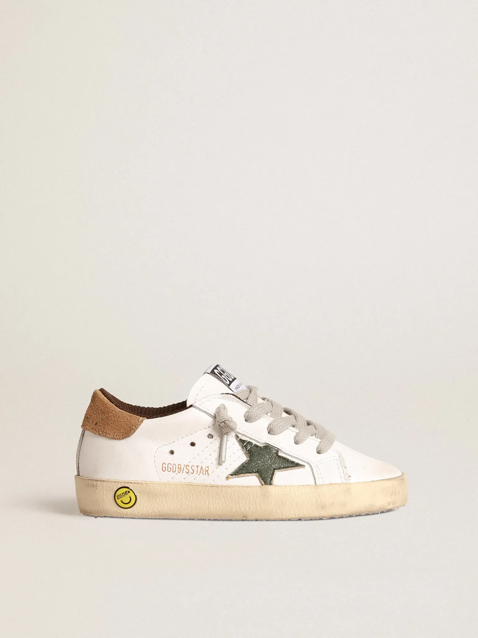 Clearance Super-Star Young com estrela de napa verde e talão de suede marrom Meninos (4-10 anos)