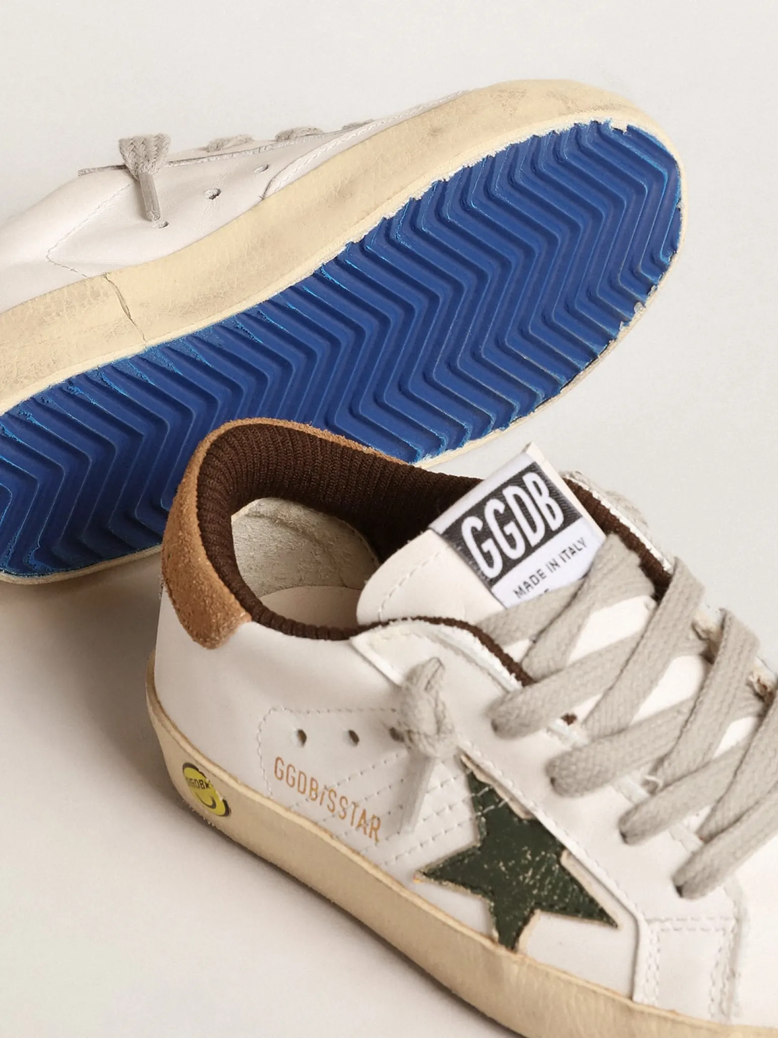 Clearance Super-Star Young com estrela de napa verde e talão de suede marrom Meninos (4-10 anos)