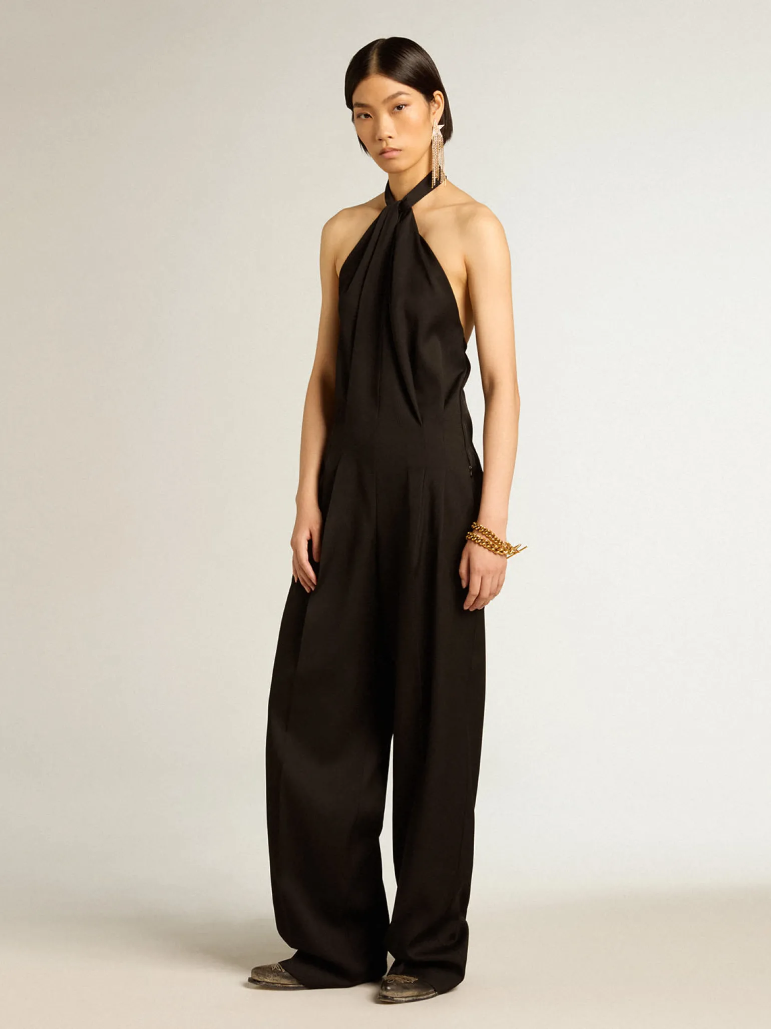 Best Sale Terno vestido de gabardine de lã preta MULHER Vestidos e macacões