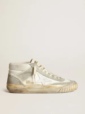 Best Sale Tênis Mid Star feminino com inserções de suede cinza-gelo e estrela de couro branco MULHER Mid Star
