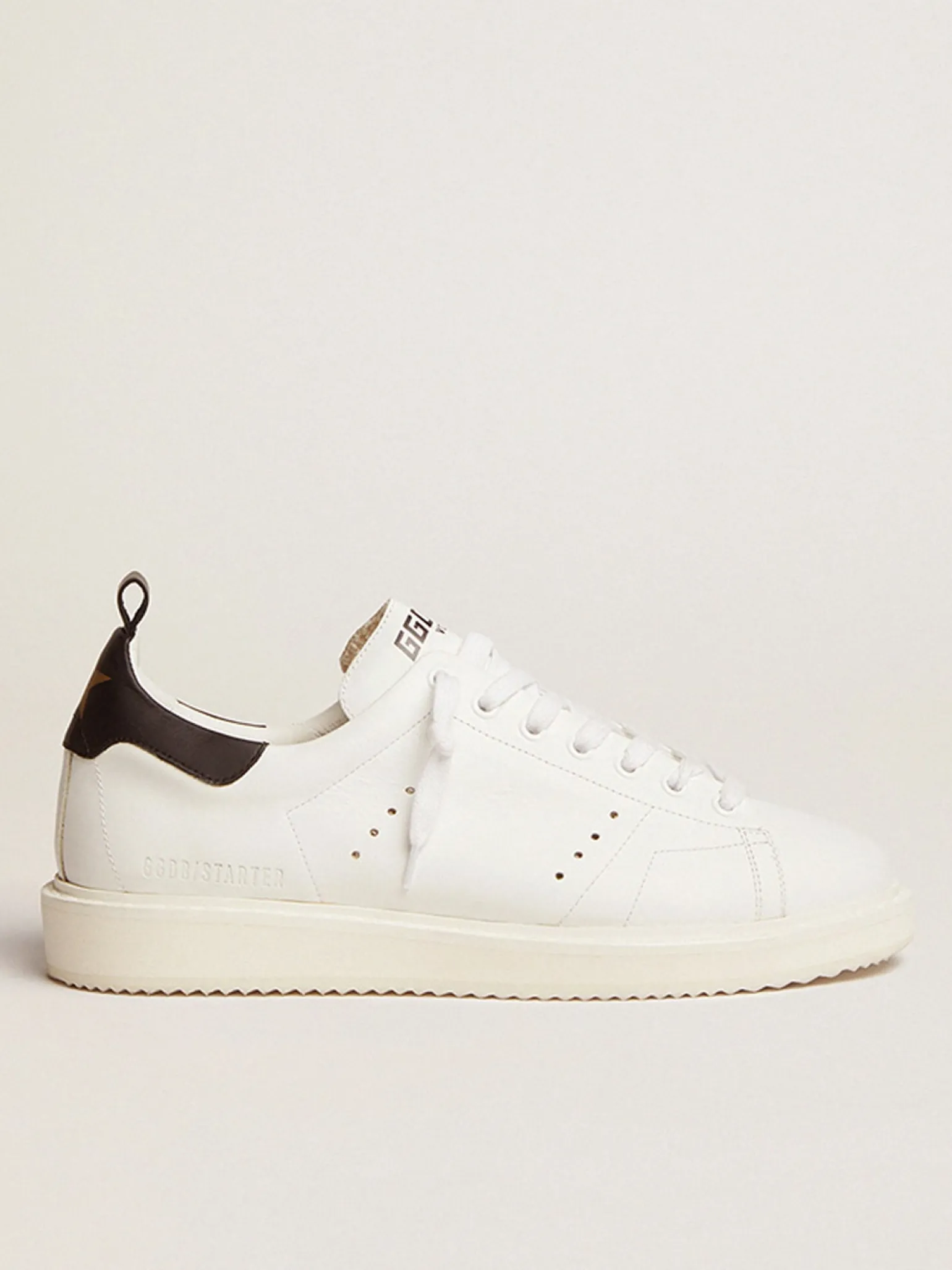 Discount Tênis Starter de couro branco com talão de couro preto Starter